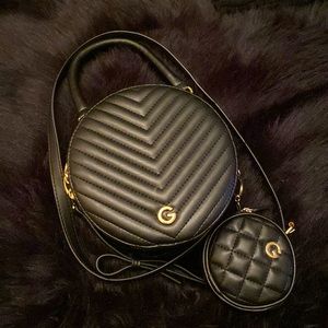 GUESS round crossbody purse + mini change purse & detachable shoulder strap